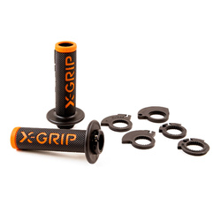 X-GRIP Manetki (gripy) Braaaap Grips Lock-On-Grip z adapterami rolgazu, open end (z otworem) X-GRIP, Kolor pomarańczowy