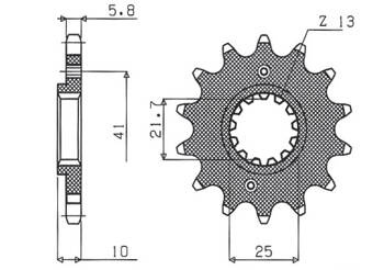 SUNSTAR Zębatka przednia stalowa HONDA NX 650 / FX 650 / YAMAHA XT 660 / FMX [15]