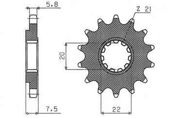 SUNSTAR Zębatka przednia stalowa HONDA CR 125R 04-07 / CRF 250R/X 04-17 [13]