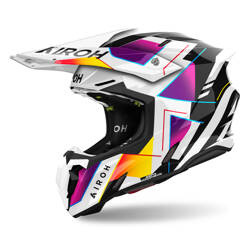Kask cross Airoh Twist 3 Rainbow – czarny/biały/fioletowy/żółty / połysk