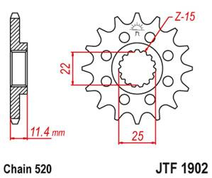 JT Zębatka przednia [15 zębów] KTM LC4 400/600/620/640/690 z tłumikiem drgań