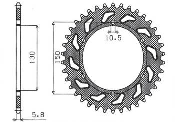 SUNSTAR Zębatka tylna stalowa HONDA NX 650 88-90 / FMX 650 05-08 / XR 600 88-90 / YAMAHA XJ6 600 09-13 [42]