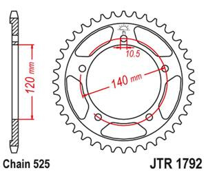 JT Zębatka tylna stalowa [42 zębów] SUZUKI GSR 750 11-19 / GSXR 750 00-03 / DL 1000 15-16 / GSX 750S 15-16 kolor czarny