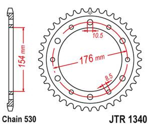 JT Zębatka tylna stalowa [44 zębów] HONDA CB 1000R 08-16