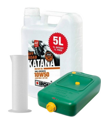 Zestaw pojemnik na olej + miarka + Ipone KATANA 10W50 Offroad 5L