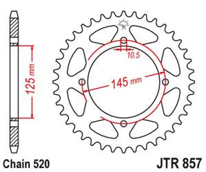 JT Zębatka tylna stalowa [47 zębów] YAMAHA XV 125 VIRAGO 97-01 / XVS 125 DRAG STAR 00-04 / TT 600R 04 kolor czarny