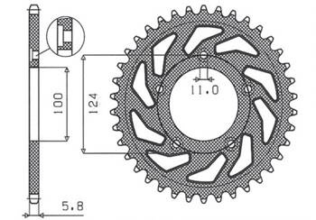 SUNSTAR Zębatka tylna stalowa DUCATI MONSTER / ABS 821 15- 20 / PANIGALE 899 898 14-15 / SCRAMBLER ABS 800 15-16  [45]