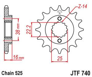 JT Zębatka przednia [15 zębów] DUCATI 796/916/944/996 z tłumikiem drgań