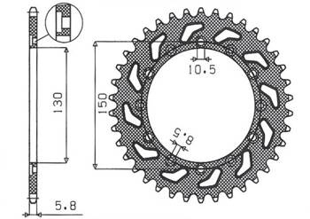 SUNSTAR Zębatka tylna stalowa HONDA NX 650 95-01 / YAMAHA XJ 6 09-15 / YAMAHA WR 250R 08-10 / APRILIA RX SIX DAYS 125 90 [40]