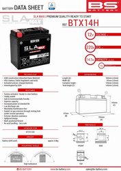 Akumulator BS BTX14H MAX Zamiennik YTX14-BS 14AH 220A