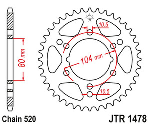 JT Zębatka tylna stalowa [34 zębów] POLARIS 250 CYCLONE/TRAIL BLAZER