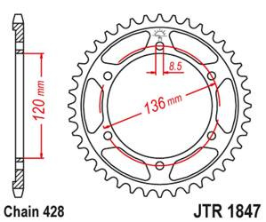 JT Zębatka tylna stalowa [48 zębów] YAMAHA TDR 125 93-99