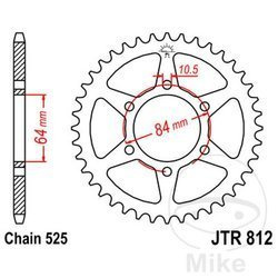 Zębatka tylna stalowa JT JTR812.43 ilość zębów 43Z