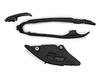 Komplet ślizg + prowadnica łańcucha UFO dla Husqvarna TC 125/250 '23-'24, TE 150/250/300 '24, FC/TX/FX/FE 300/350/450/501 '24 kolor czarny