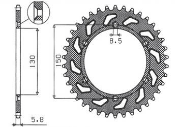 SUNSTAR Zębatka tylna stalowa YAMAHA YZ/YZF/WRF 99-20 [42]