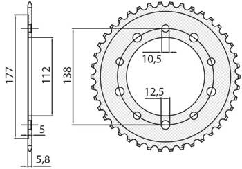 SUNSTAR Zębatka tylna stalowa HONDA CTX 700 DCT 14-16 / NC 700/750 12-19 / HONDA CBF 500 13-21  [38]