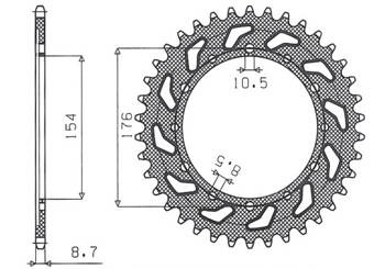 SUNSTAR Zębatka tylna stalowa HONDA VFR750 / VFR800 V-TEC 02-14 / VFR800X CROSSRUNNER 11-15  [43]