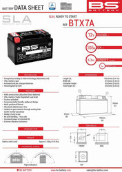Akumulator BS BTX7A Zamiennik YTX7A-BS 6AH 90A