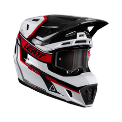 Kask cross z goglami LEATT Kit Moto 7.5 kolor biało-czerwony