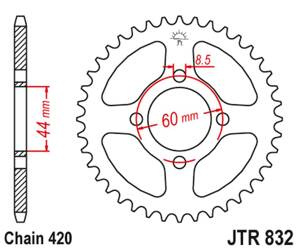 JT Zębatka tylna stalowa [45 zębów] YAMAHA DT 50M 78-80 / DT 50R 88-90