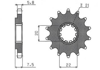 SUNSTAR Zębatka przednia stalowa HONDA CR 125R 04-07 / CRF 250R/X 04-17 [14]