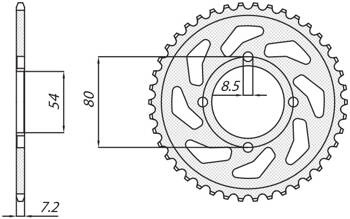 SUNSTAR Zębatka tylna stalowa YAMAHA YBR 125 05-12 [45]