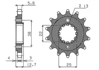SUNSTAR Zębatka przednia stalowa KAWASAKI KLR 650 90-14 [15]