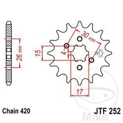 Zębatka przednia JT JTF252.16 (16Z)
