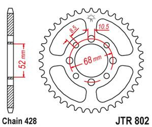 JT Zębatka tylna stalowa [44 zębów] SUZUKI TS 80 81-82 / GT 100 76 / RM 80 77 / RV 90 73-77 / KAWASAKI KE 100 76-81 / KV 100 77-88 / MODENAS 100 / KH 100ES 77- /