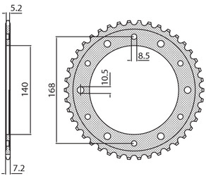 SUNSTAR Zębatka tylna stalowa BMW F 800GS 08-12  [42]