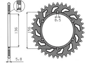 SUNSTAR Zębatka tylna stalowa BETA 450/498/520 RR 10-14 / GAS GAS EC 125/200/250/300/400/450/515 01-15 / HUSQVARNA CR/WR 250/300/360 / TE 410/510/570/61 [48]