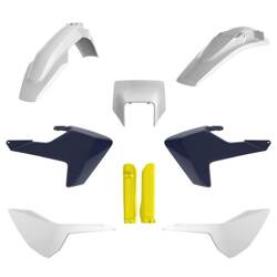 Pełny komplet plastików Husqvarna TE / FE TPI '17-'19 Polisport biało,niebieski