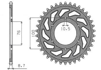 SUNSTAR Zębatka tylna stalowa SUZUKI GSXR1100 / GSXR750 92-95 [44]