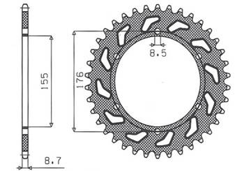 SUNSTAR Zębatka tylna stalowa TRIUMPH 955/1050  [42]