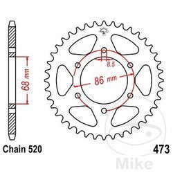 Zębatka tylna stalowa JT JTR473.37 ilość zębów 37Z