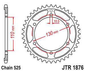 JT Zębatka tylna stalowa [45 zębów] SUZUKI GSXR 600 11-15 / YAMAHA MT-07 14-16 kolor czarny