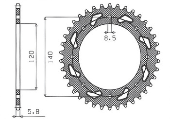 SUNSTAR Zębatka tylna stalowa KAWASAKI KLE 500 91-07 [44]