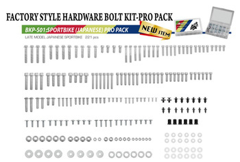 Accel Komplet Śrub/Nakrętek/Podkładek i Kołków do Motocykli Szosowych Japońskich - Kolor Czarny