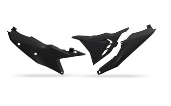 UFO Boczki tylne z pokrywą filtra powietrza z otworami KTM SX 125/250/300 '23-'24, EXC 150/250/300 '24, SX-F/EXC-F 250/350/450/500 '23-'24 kolor czarny