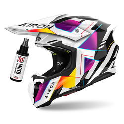 Kask cross Airoh Twist 3 Rainbow czarny,biały,fioletowy / połysk + czyścik do wnętrza