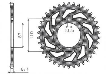 SUNSTAR Zębatka tylna stalowa SUZUKI GSX 750F 99-06 / GSX 600F 92-97 [45]