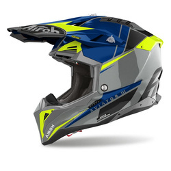 Kask cross Airoh Aviator 3 Push – niebieski, szary, żółty