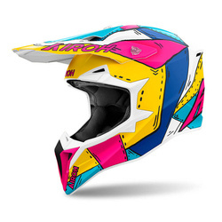 Kask cross Airoh Wraaap Paint Matt – niebieski, różowy, biały (matowy)