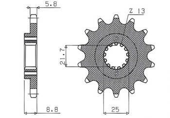 SUNSTAR Zębatka przednia stalowa KAWASAKI GPZ500S 87-05 [16]