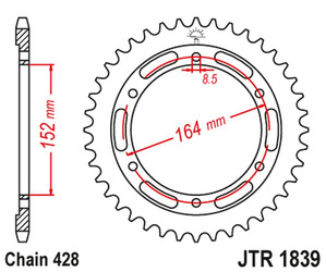 JT Zębatka tylna stalowa [56 zębów] YAMAHA SR 400 91-00 / SR 500 91-00
