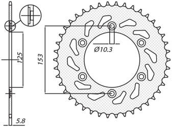 SUNSTAR Zębatka tylna stalowa HONDA XR 250R 90-95 / XR 600R 91-00 [48]