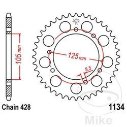 Zębatka tylna stalowa JT JTR1134.56 ilość zębów 56Z