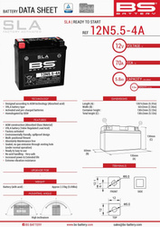 Akumulator BS 12N5,5-4A Zamiennik 12N5,5-4A 5.5 Ah 70A
