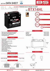 Akumulator BS BTX14HL MAX Zamiennik YTX14L-BS 14AH 220A