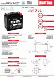 Akumulator BS BTX5L Zamiennik YTX5L-BS 4AH 70A